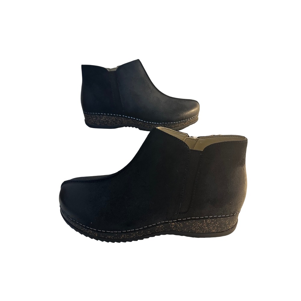 Dansko Makara Burnished Suede Ankle Boots Size EU 40 US 9.5-10 M Black NEW